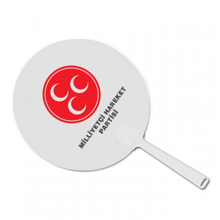 MHP Kırmızı Yuvarlak Saplı Promosyon Yelpaze